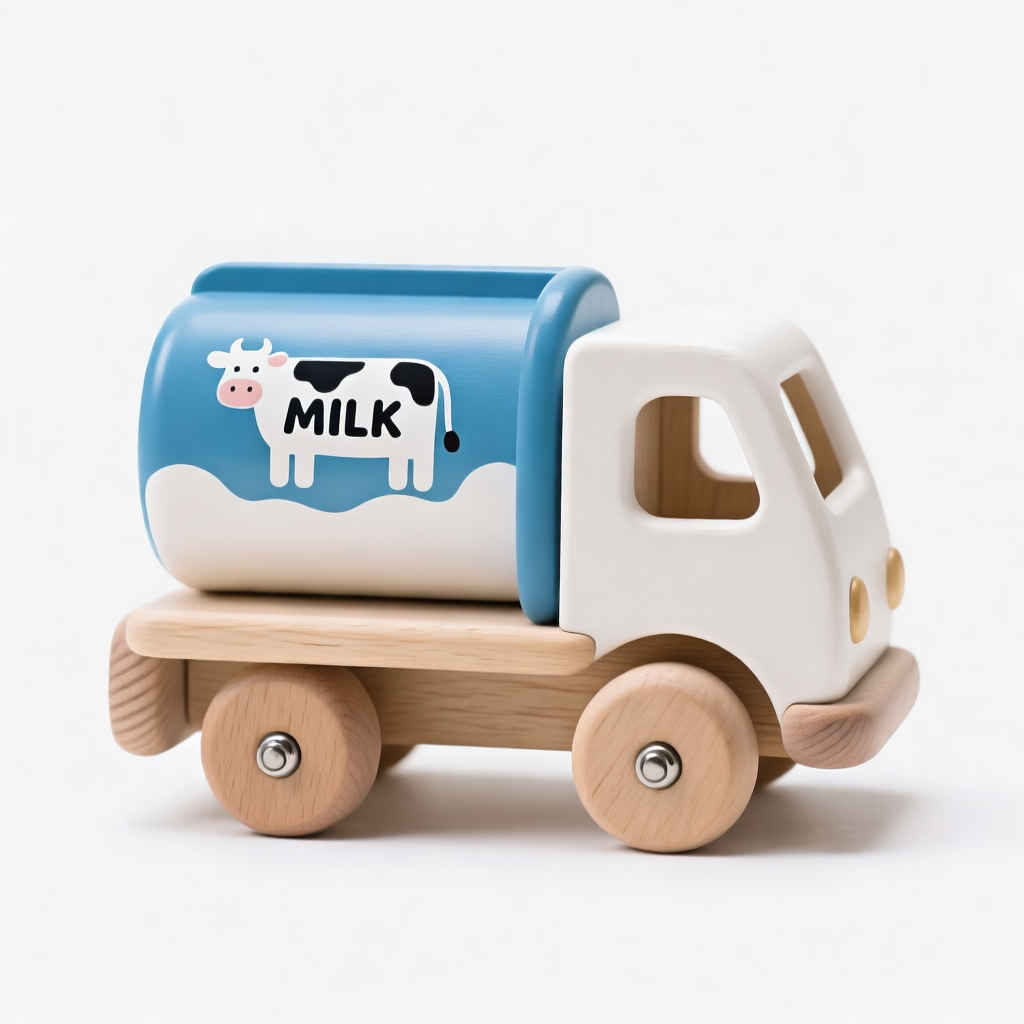 木制玩具 牛奶车